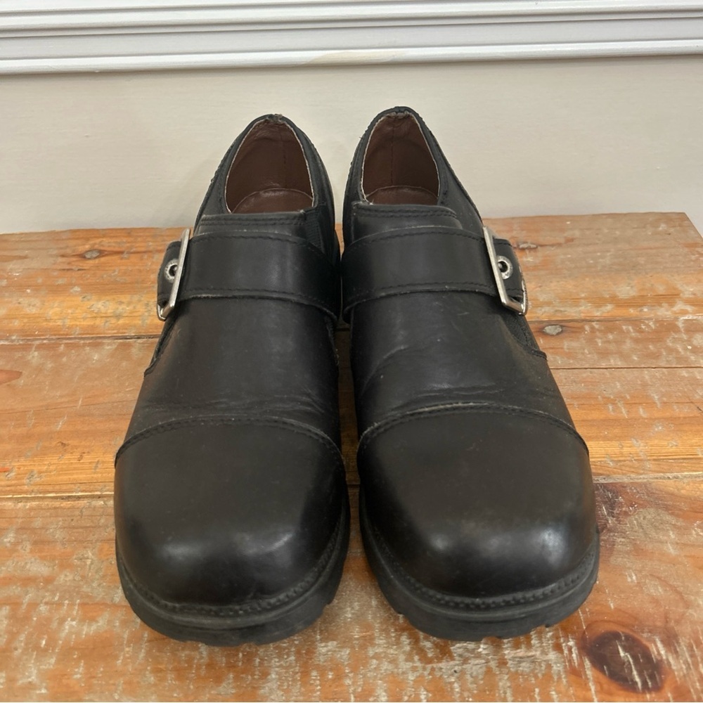 Harley Davidson Clogs Womens Size 7 Black Leather Slip On Shoes Biker Platform - Picture 3 of 13